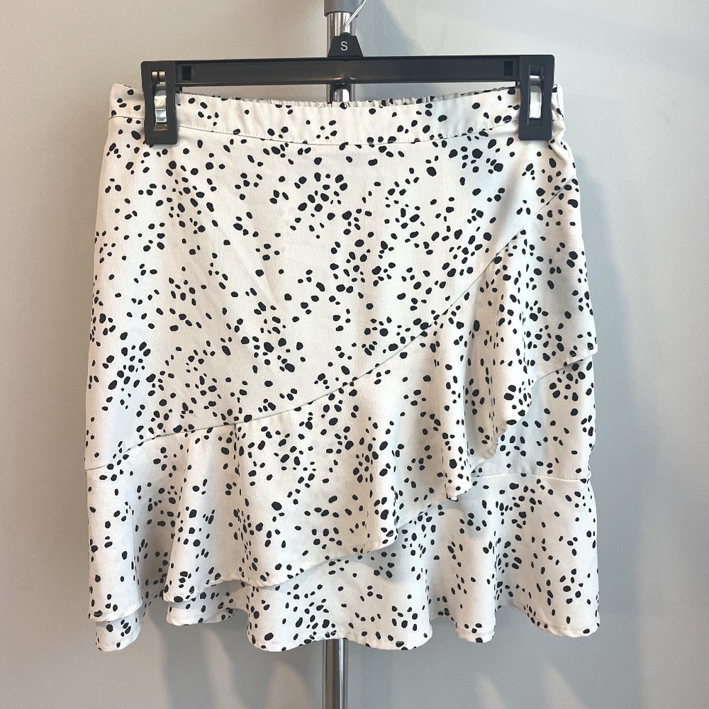 Ruffled Black and White Polka Dot Originality Skirt (S)